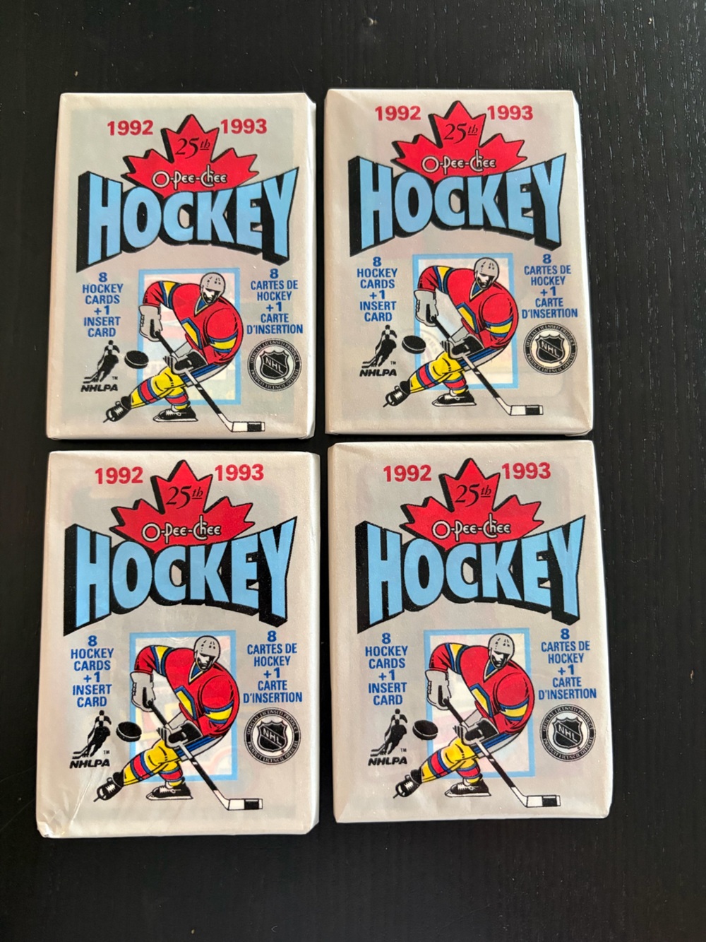 4 PACKS O-PEE-CHEE 1992/93 25th Anniversary Hockey Card Pack Wayne Gretzky RC?